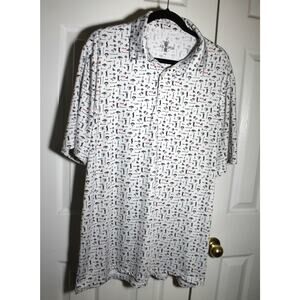 U.S. Open 121st US Open Golf Theme Print Short Sleeve Polo Shirt sz XL